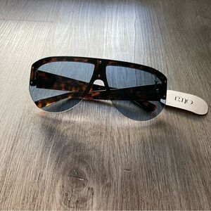 otra rio brown tortoise Blue lens oversized retro shield sunglasses eyewear NEW